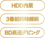 HDD内蔵・3番組同時録画・BD高速ダビング
